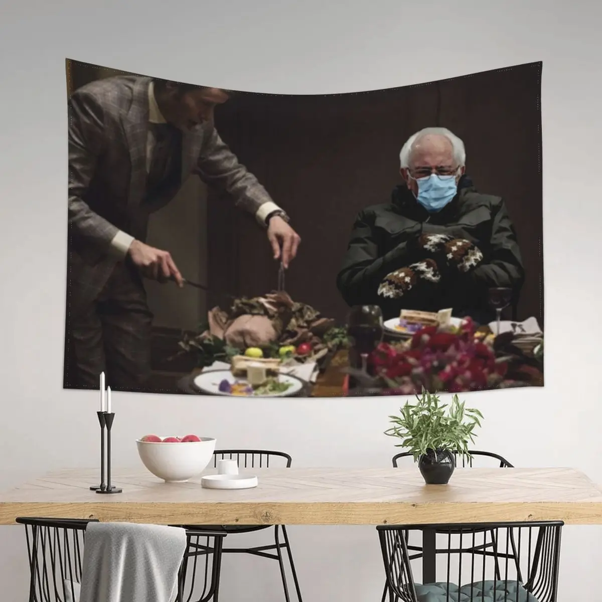

Hannibal and Bernie Inauguration Dinner Date Tapestry Home Decor Aesthetic Bedroom Decorations Tapestry