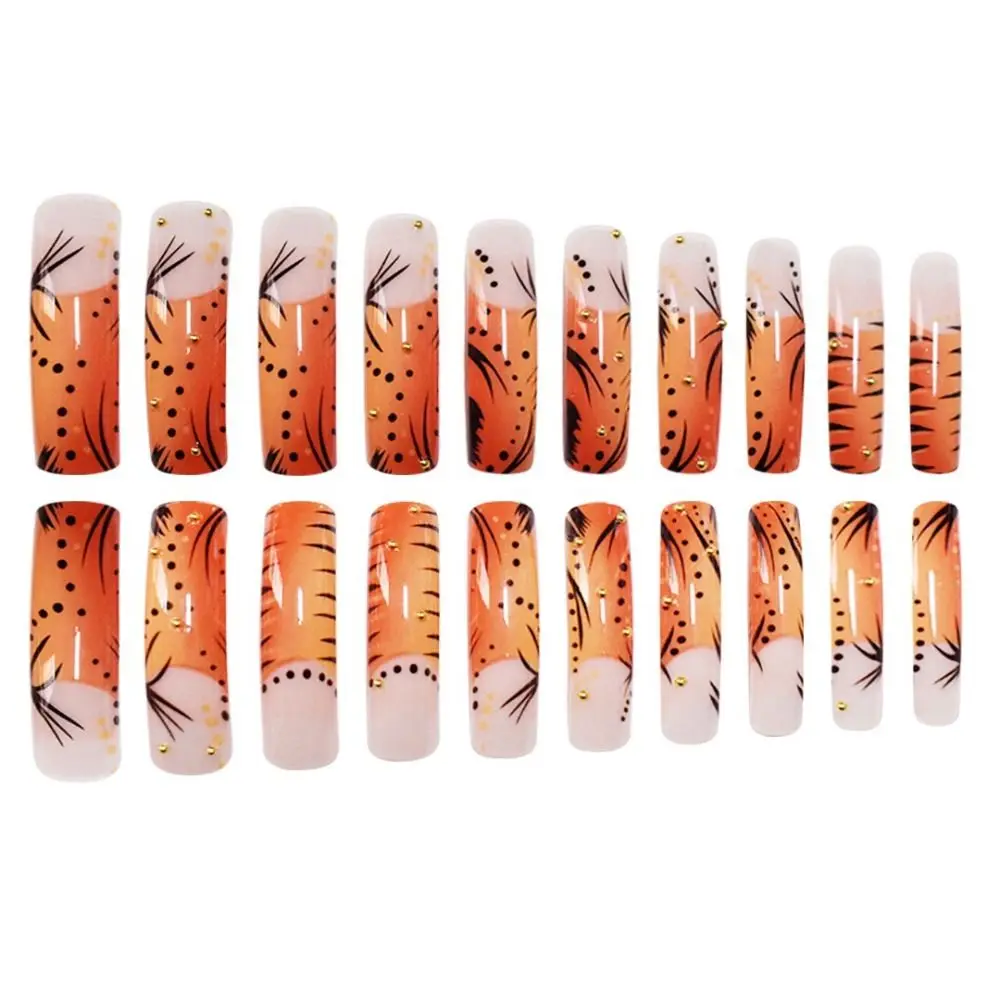 사용하기 쉬운 엑스트라 롱 곡선 인조 손톱 Bowknot 디자인 네일 아트 블루 가짜 손톱 네일 용품 매니큐어 도구