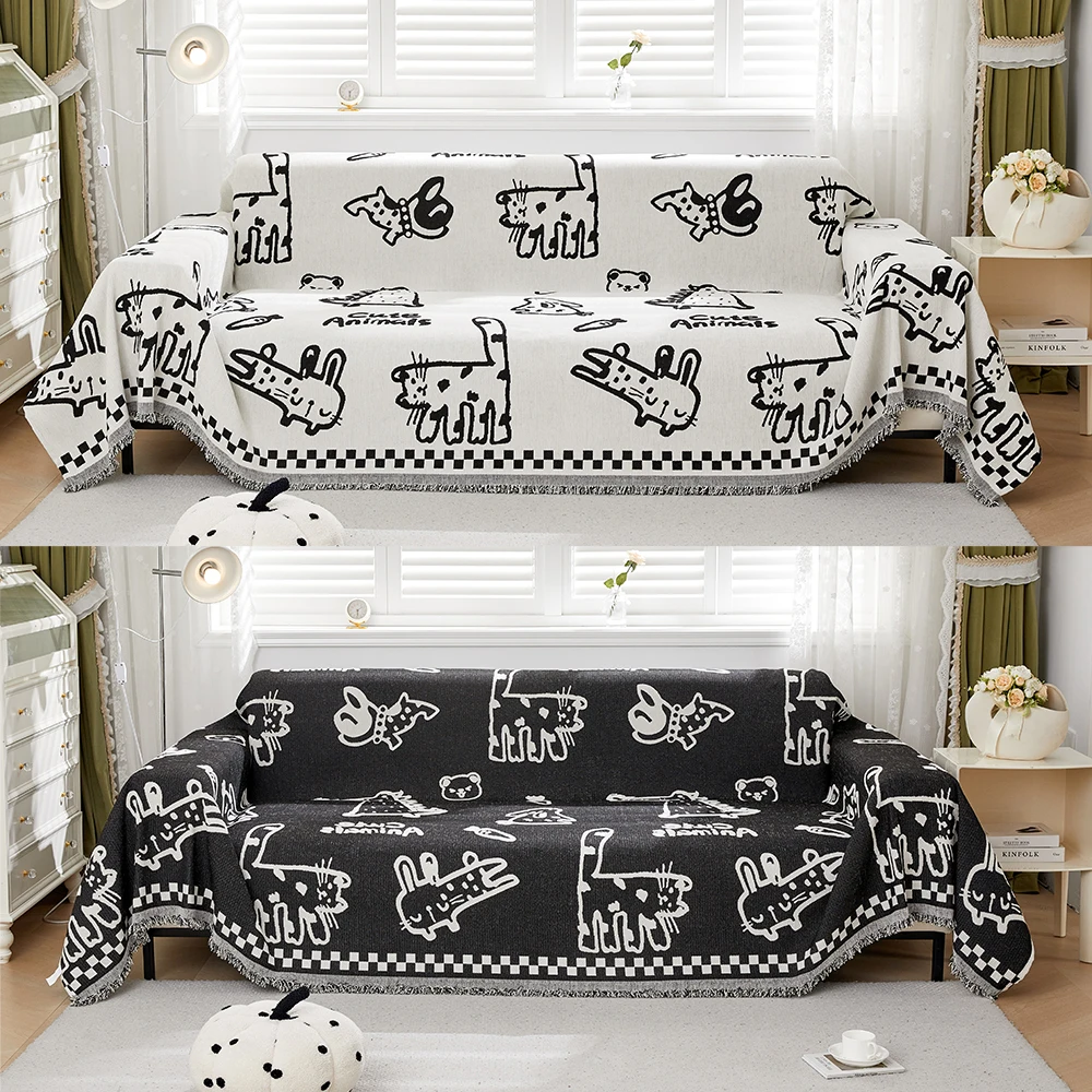 Niedliche Sofa decke Chenille Stoff Sofa bezüge vier Jahreszeiten Universal Quaste Wurf decken Anti-Katze Kratz handtuch Schutz