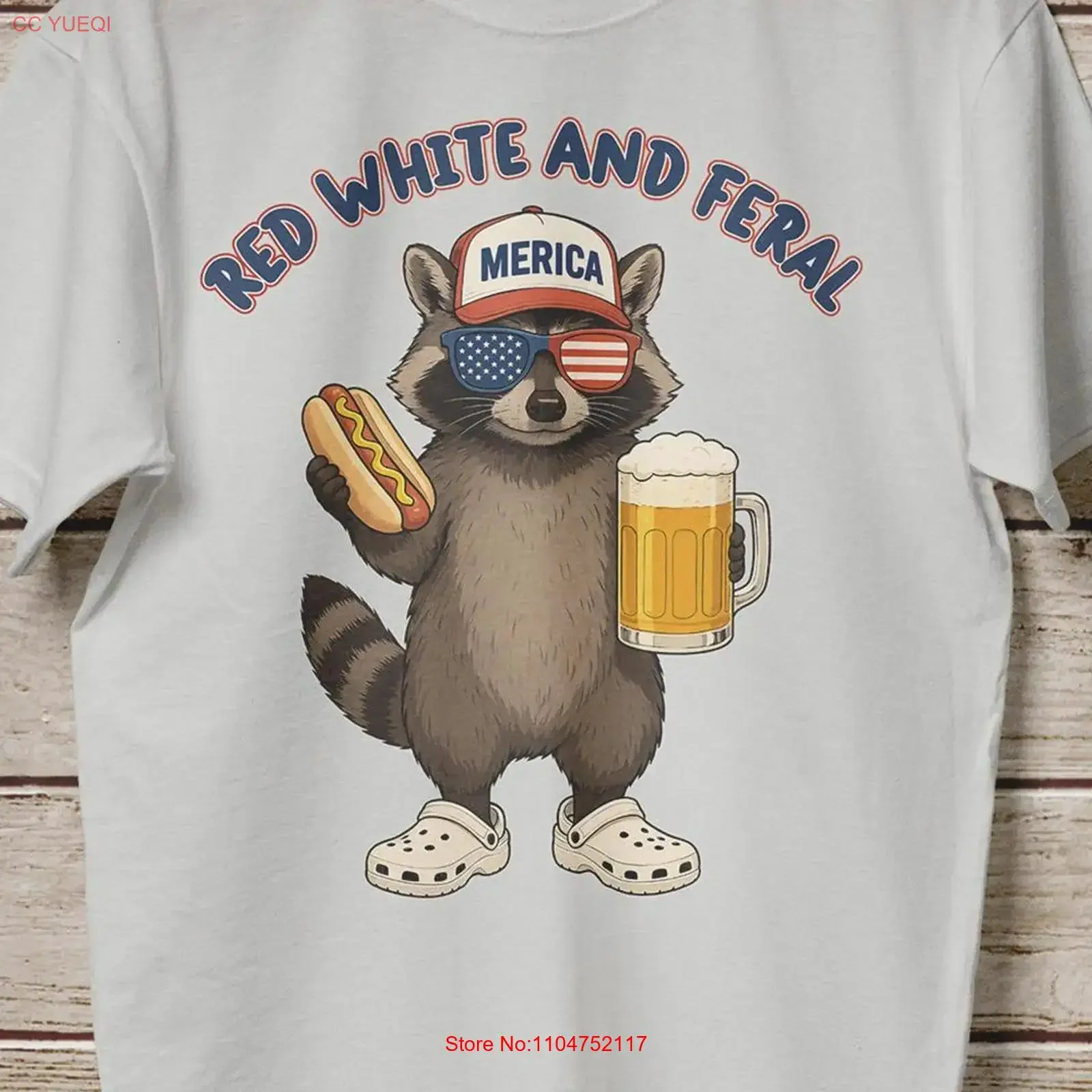 Vintage Red White And Feral Raccoon T Shirt Retro Funny 4th of July Racoon Independence Day Patriotic  vintage Washed Slightly