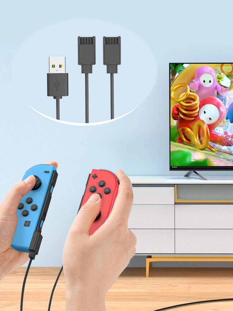 كابل شاحن USB لوحدة تحكم Joycon 2 في 1 كابل شحن كابل شاحن محمول لشاحن وحدة التحكم التبديل