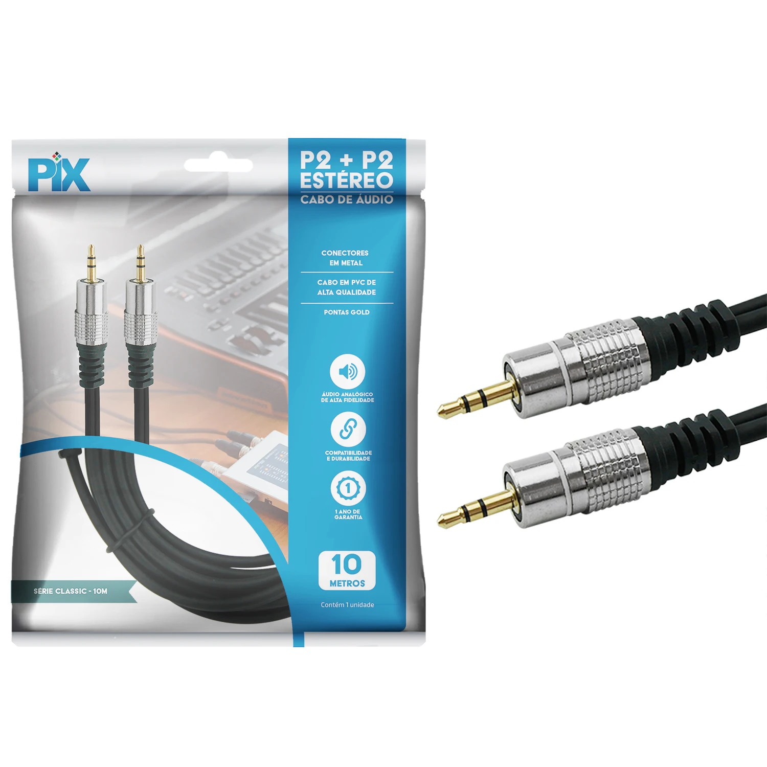 P2 X P2 10m Professional Metal Fitz Plug 10 Meters Audio Cable