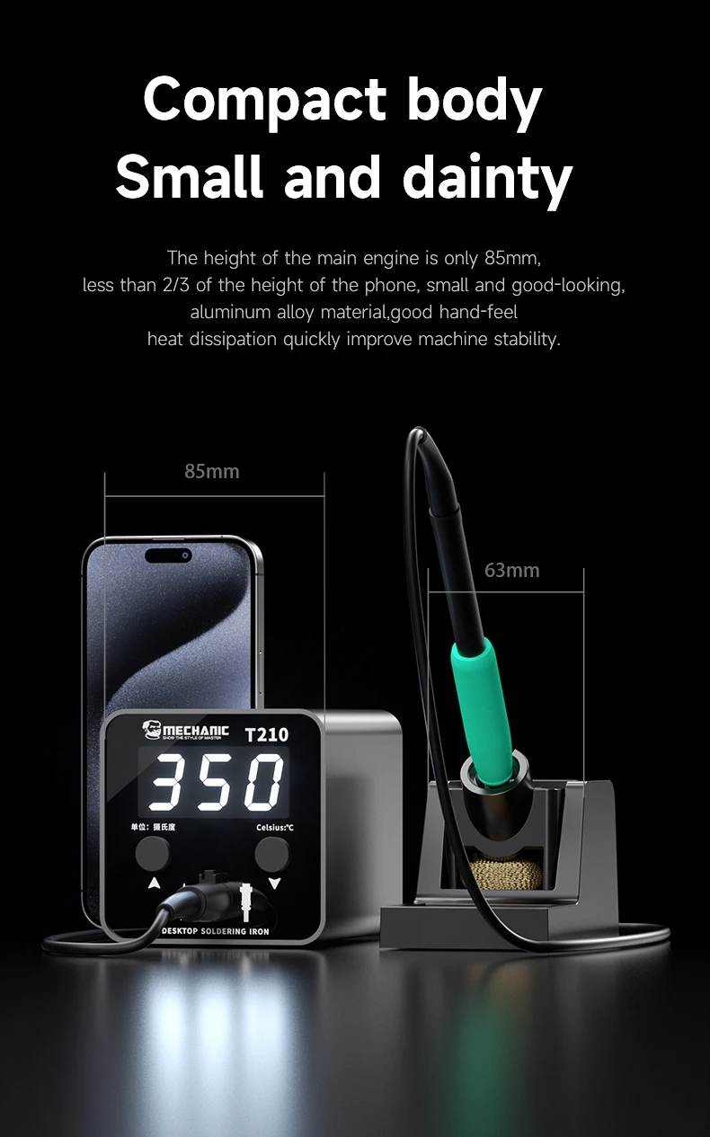 Mechanic NEW T210 Desktop Soldering Iron Intelligent Large Display C210 Heating Core Short Circuit Protection Welding Station