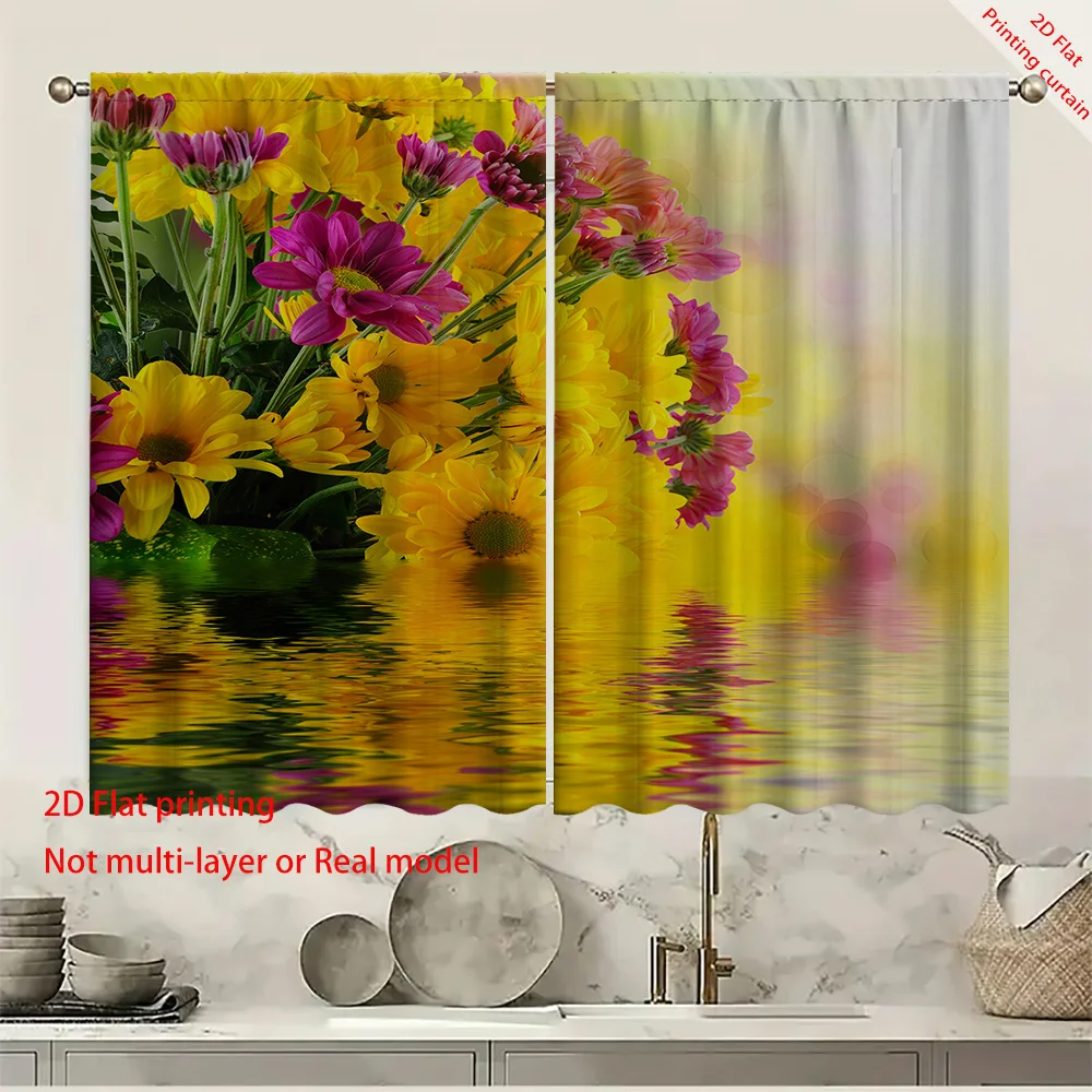 Colorful floral curtains, dreamy Bohemian home decor sunshades, suitable for dormitories, offices, bedrooms, balcony curtains