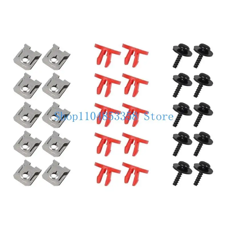 30pcs Engine Under Cover Splashes Shield Bolt Nut Clip Set Engine Splashes Shield Fastener set Car Spare for Automotives