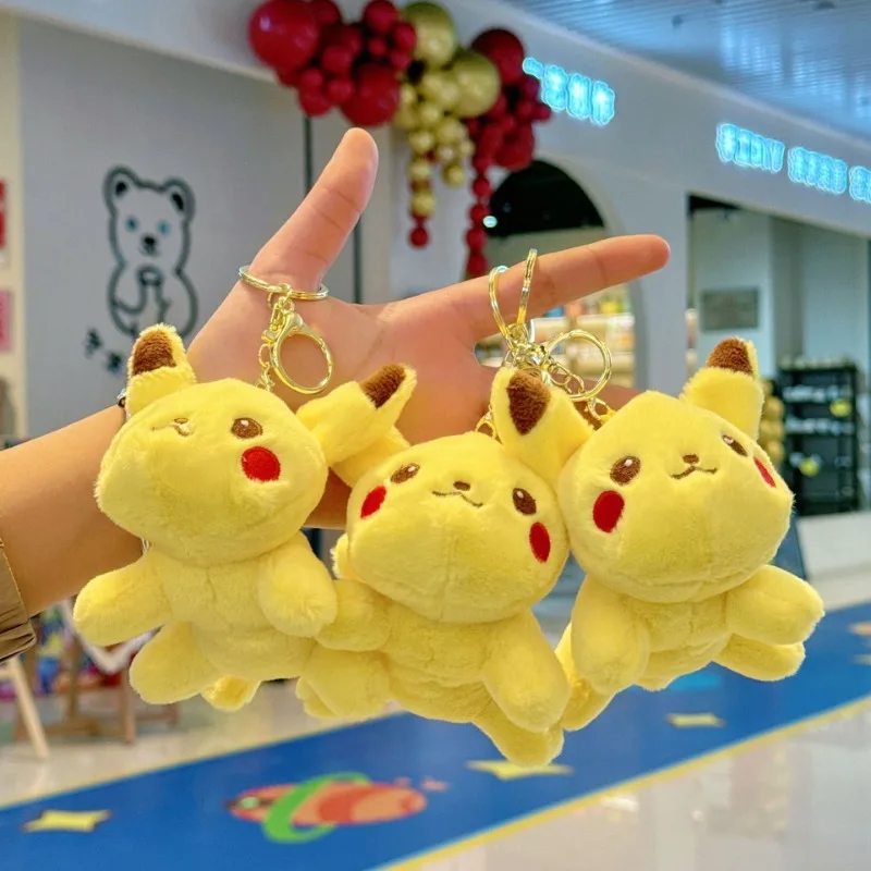 Nieuwe Pokemon Pluche Sleutelhanger Action Figure Pikachu Sleutelhanger Psyduck Bulbasaur Sleutelhanger Hanger Plushies Accessoires Cadeau