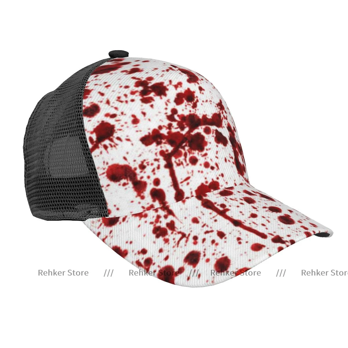 Summer Unisex Male Breathable Mesh Snapback Hat Splashes Of Blood Grunge Bloodstain Horror Scary Zombie Print Casual Sport Hat