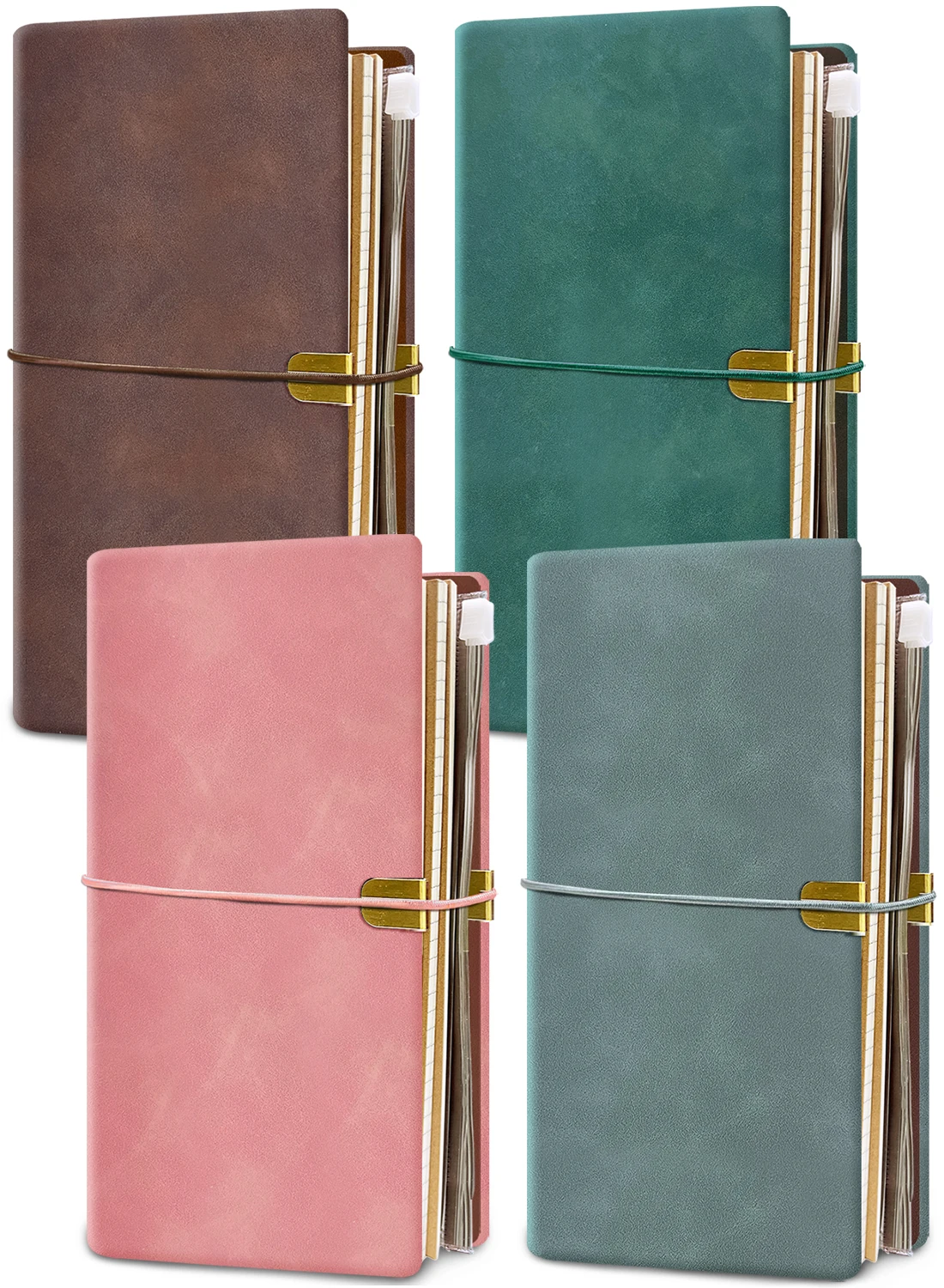Vintage Soft Leather Travel Binder Notebook with Strap, 3 Replaceable Refills with Lined/Dotted/Blank Pages