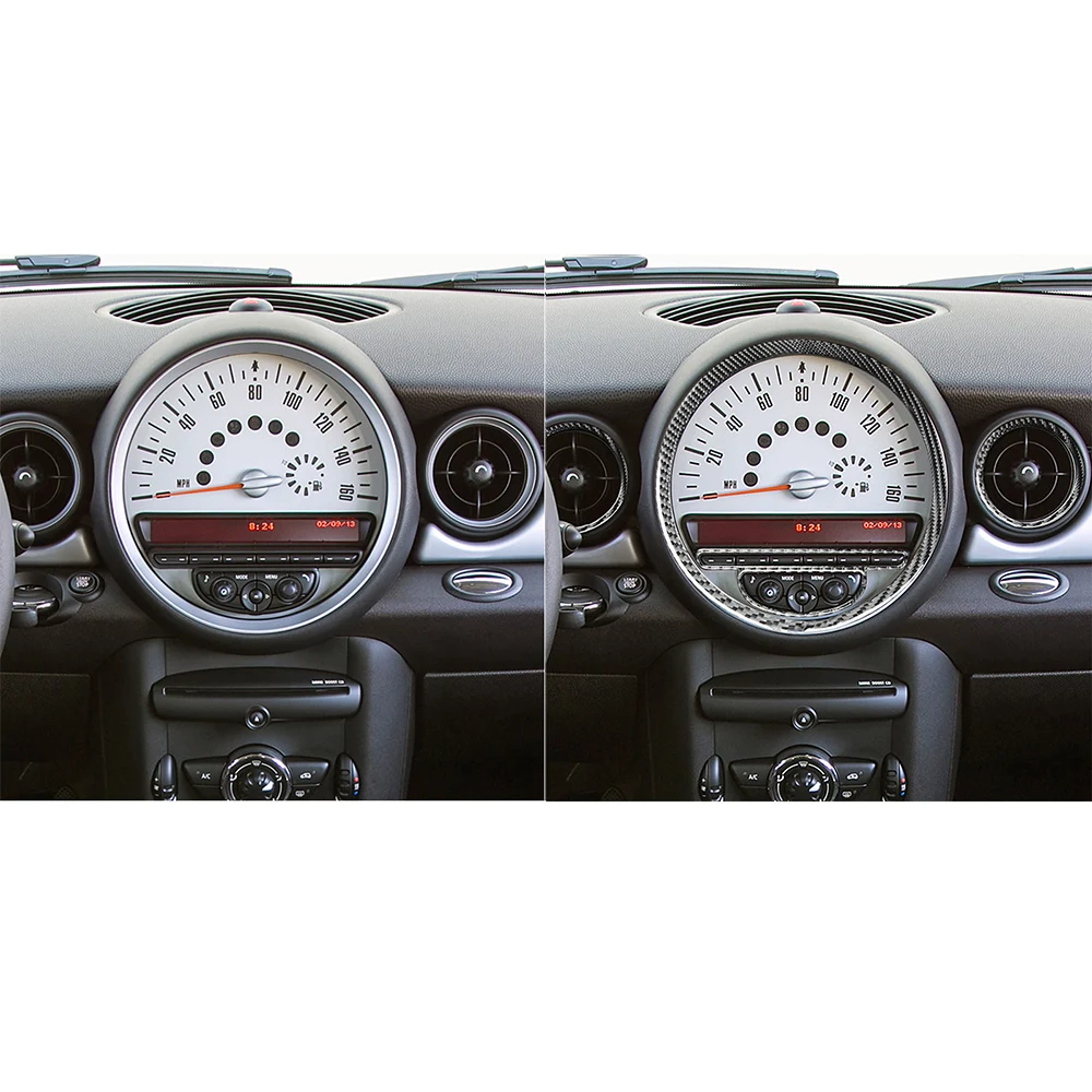 For Mini Cooper R56 R55 R57 2007-2010 Carbon Fiber Speedometer Radio Air Vents Panel Car Interior Accessories Decorative Sticker