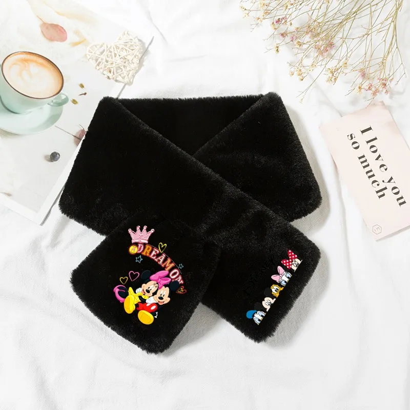 Kawaii Disney Scarf Mickey Mouse Donald Duck Minnie Cartoon Anime Plush Scarves Winter Warm Outdoors Windproof Kid Birthday Gift