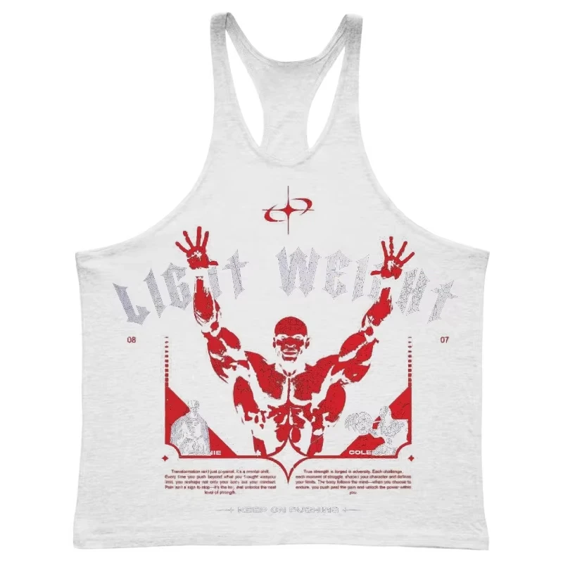 2026Men’s Summer Gym Tank Tops Ronnie Print 100％ Cotton Breathable I-shaped Vest Male Outdoor Sleeveless Swearshirt Fitness Tops