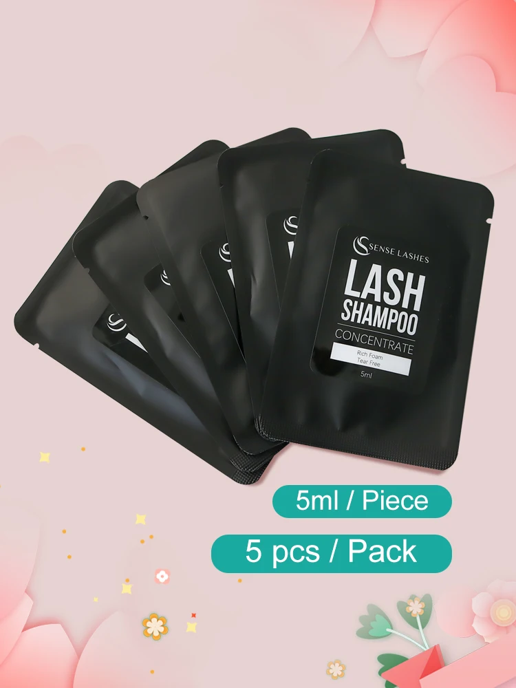 Sense Lashes 5-częściowy szampon do rzęs Koncentrat umożliwiający tworzenie własnej mieszanki płynu do demontażu rzęs i detalicznego przedłużania rzęs — zdjęcie 2