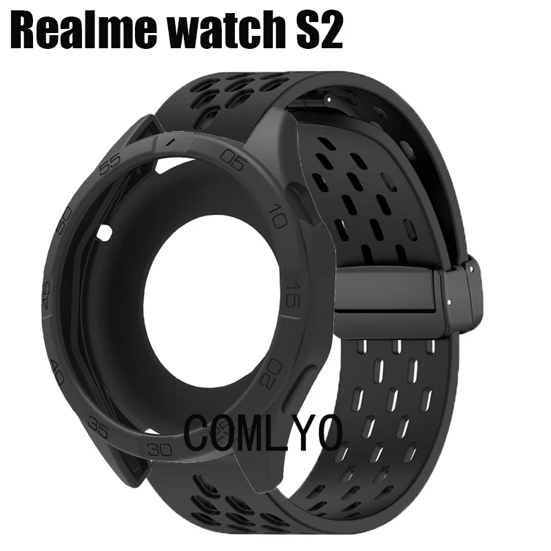 

Чехол для часов Realme S2, чехол для умных часов, силиконовая защита для экрана, бампер, чехлы, ремешок, силиконовый браслет, ремешок