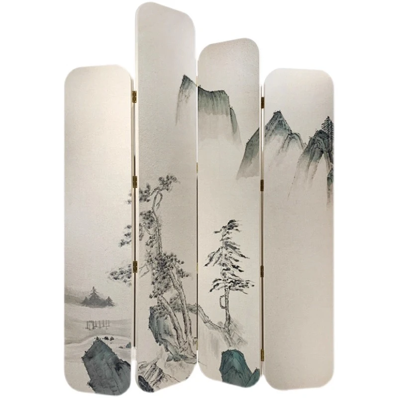 

New Chinese hand-painted screen partition living room simple decoration clubhouse tea room hotel office entrance blocking solid