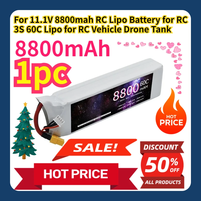 For 11.1V 8800mah RC Lipo Battery for RC 3S 60C Lipo for RC Vehicle Drone Tank