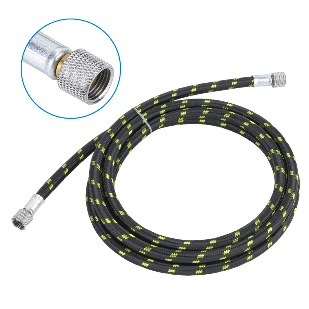 2pcs 1/8 Inch Fitting Braided Airbrush Hose 6ft Length Black/Yellow Color Air Hose Adapter Airbrush Compressor Hose