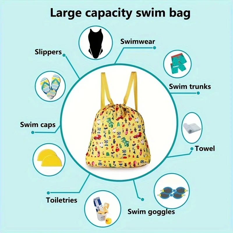 New Summer Swimming Bags Kids Storage Backpack Beach Swim Sport Bag Waterproof Dry Wet Separation Pouch Folding Toilet Handbag