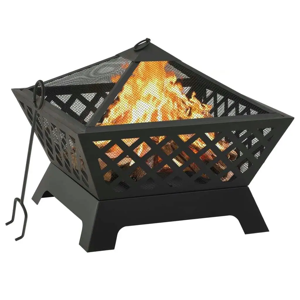 XXL 25.2 Steel Fire Pit with Poker – Durable Outdoor Heating, Perfect for BBQs & Gatherings