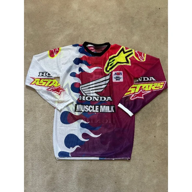 

Винтажный трикотаж для бездорожья Honda Racing Team, дышащая рубашка с длинными рукавами Y2K для грязевых велосипедов и горных гонок