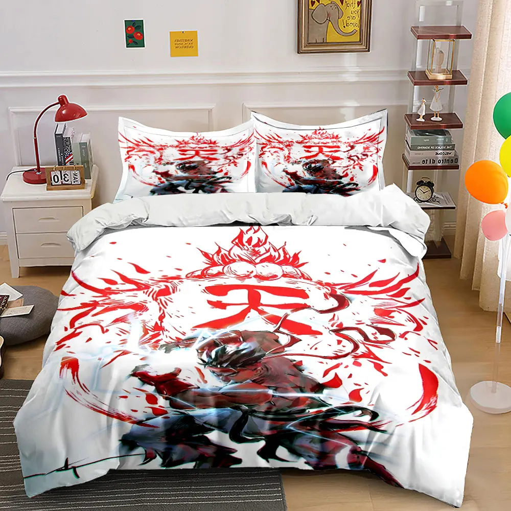 Martial artist summoning red energy Print Bedding Set 1 Duvet Cover 2 Pillowcases for Adult and Children Luxury Gift Full Size
