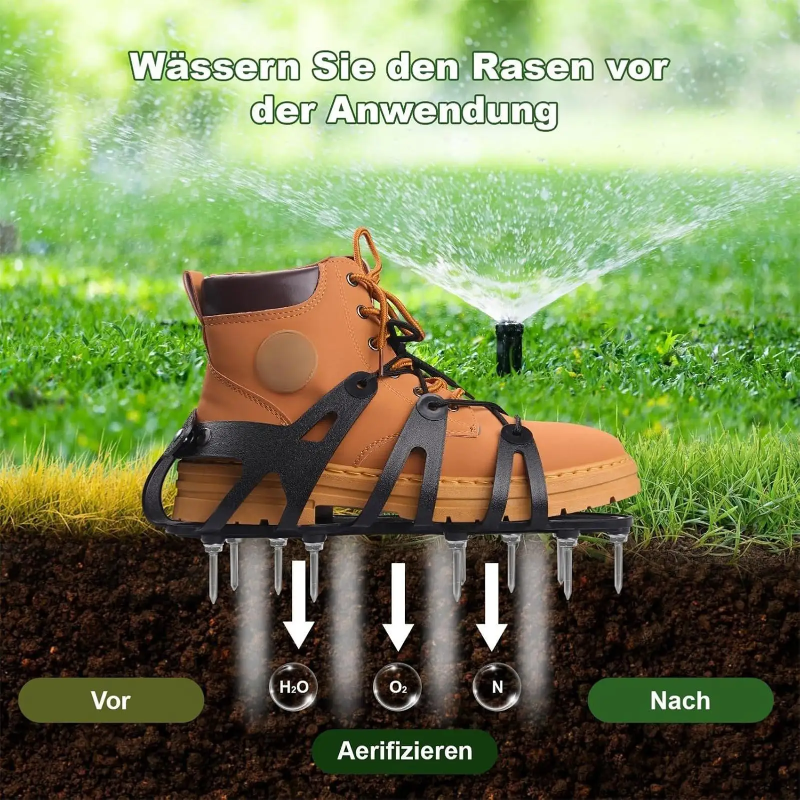 Buty do aeracji trawnika, buty z kolcami do aeracji z regulowanymi paskami, wytrzymały aerator do rozluźniania gleby, podłogi epoksydowe