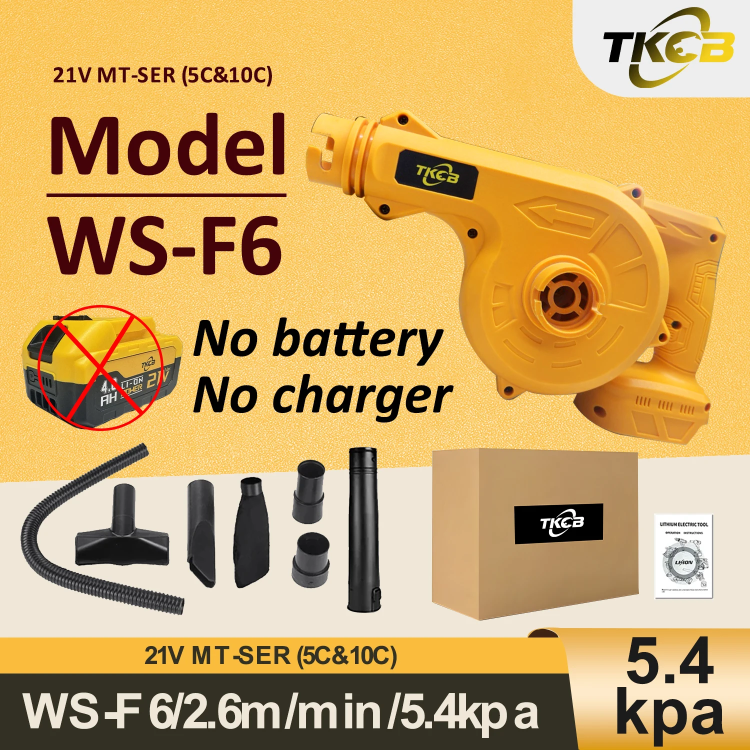 

TKCB 18V Garden Cordless Blower Vacuum Clean Air Blower For Dust Blowing Dust Computer Collector Hand Operat Power Tool