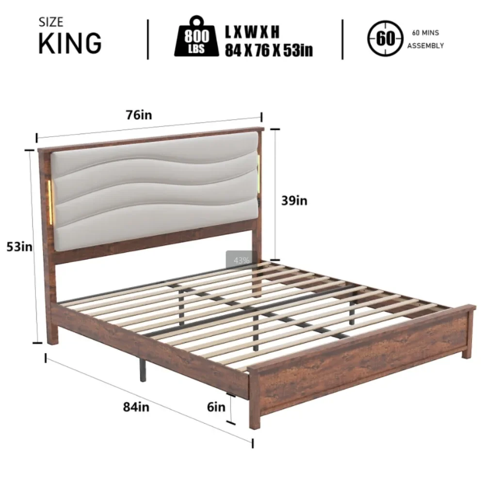 Full Size Bed Frame Suitable for Children,Teenagers,and Adults with Headboard,Bedroom Furniture,and Quick Delivery B443