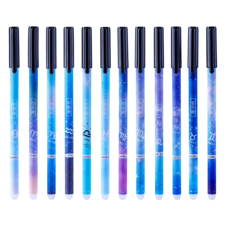 erasable constellation gel pen tinta preta estrelada presente novidade papelaria estudante escrita escolar material de escritorio 05 mm 12 pcs 01