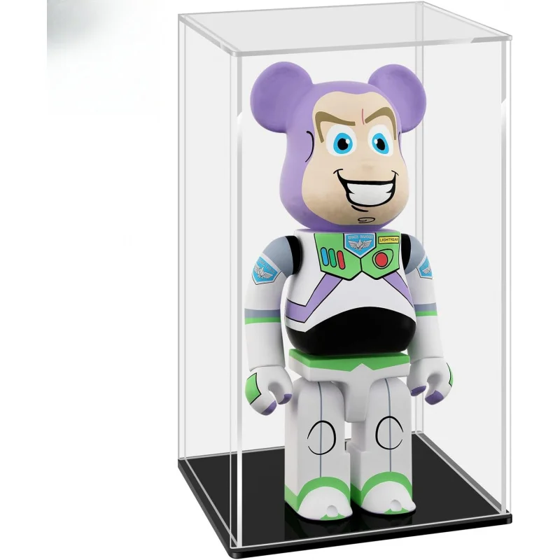 Acrylic Display Case, Showcase Display Box for Collectibles, Dustproof, 5.9x4.7x12.6inch 15x12x32cm Black/White Base