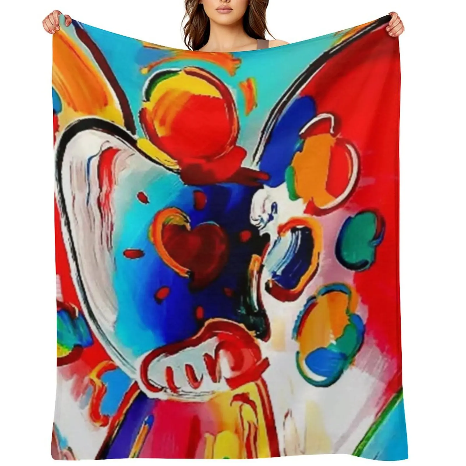 

Peter Max Angel with Heart Throw Blanket Decorative Beds halloween Sofa Quilt for sofa Blankets