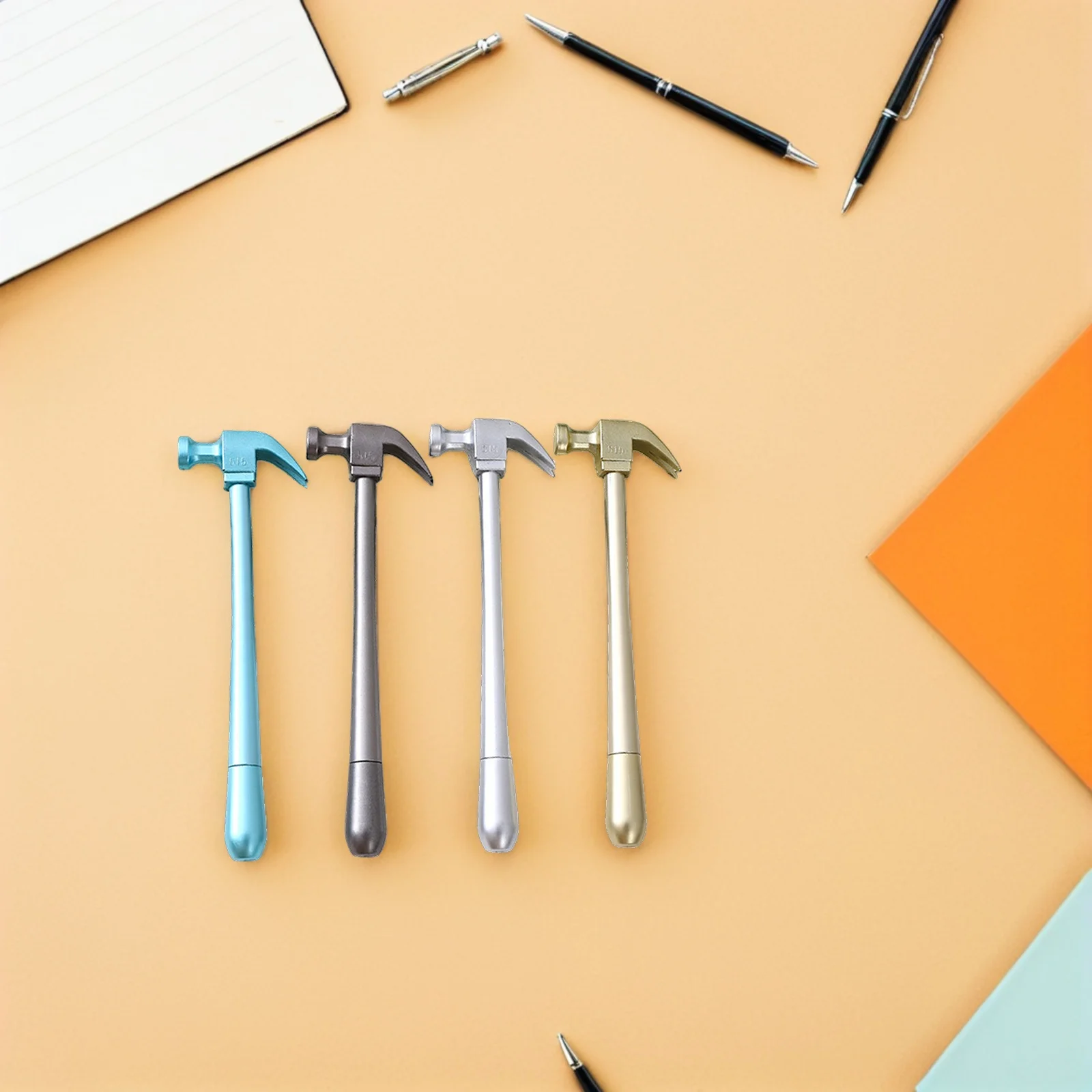 

12pcs Hammer Shape Gel Ink Pens Medium Point Smooth Writing Pen For School Office Kids Reward Covered Design Testing Use