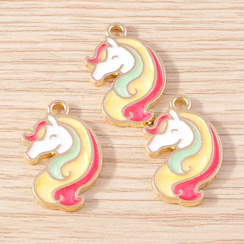 Tusember Charms Niedliche Cartoon-Pferd-Einhorn-Anhänger für Schmuckherstellung, Ohrringe, Halsketten, DIY-Bastelbedarf – Detail 7