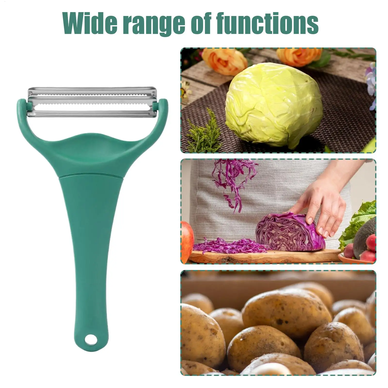 

Cabbage Slicer Shredder Handheld Double-headed Potato Peeler Stainless Multi-function Vegetable Cucumber Chopper For Kitchen