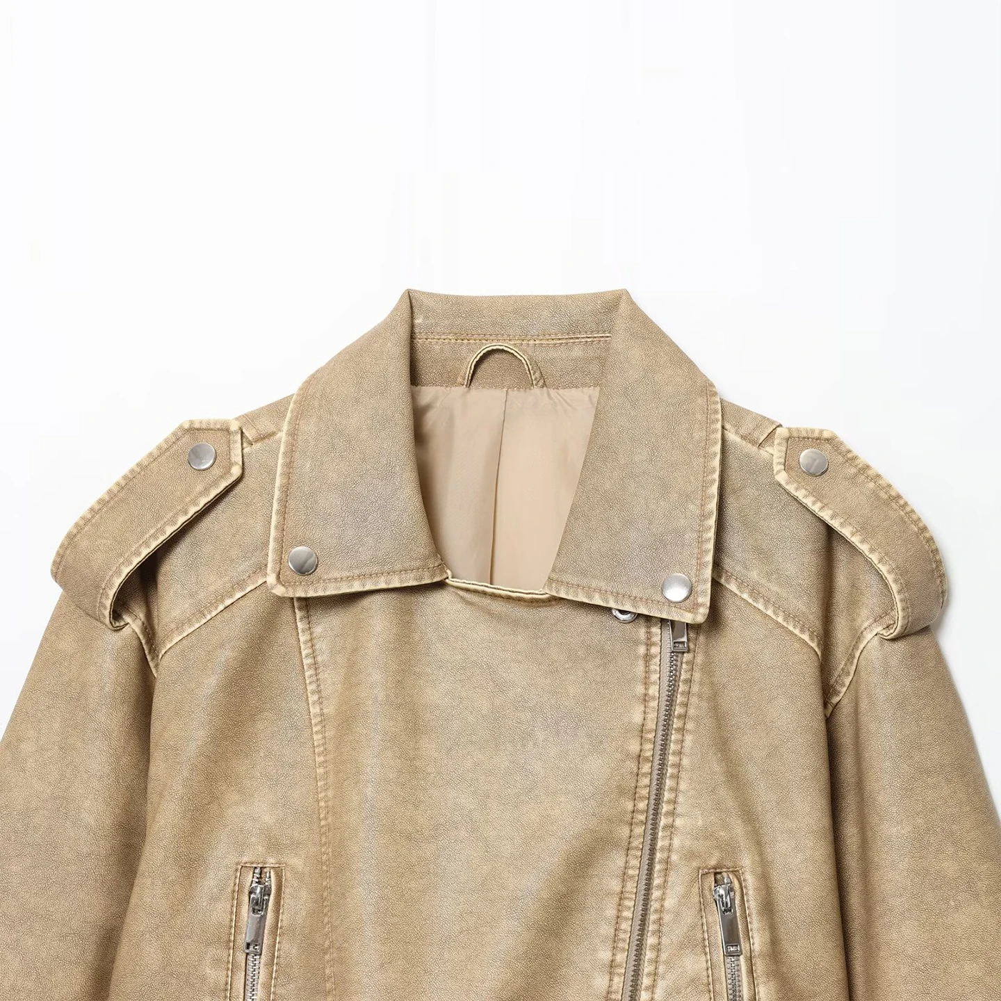 Chaqueta de Cuero do para Mujer, Estilo Simple y E, Corta, con Cinturón, Estilo Otoñal, Nueva, con Cremallera, Man...