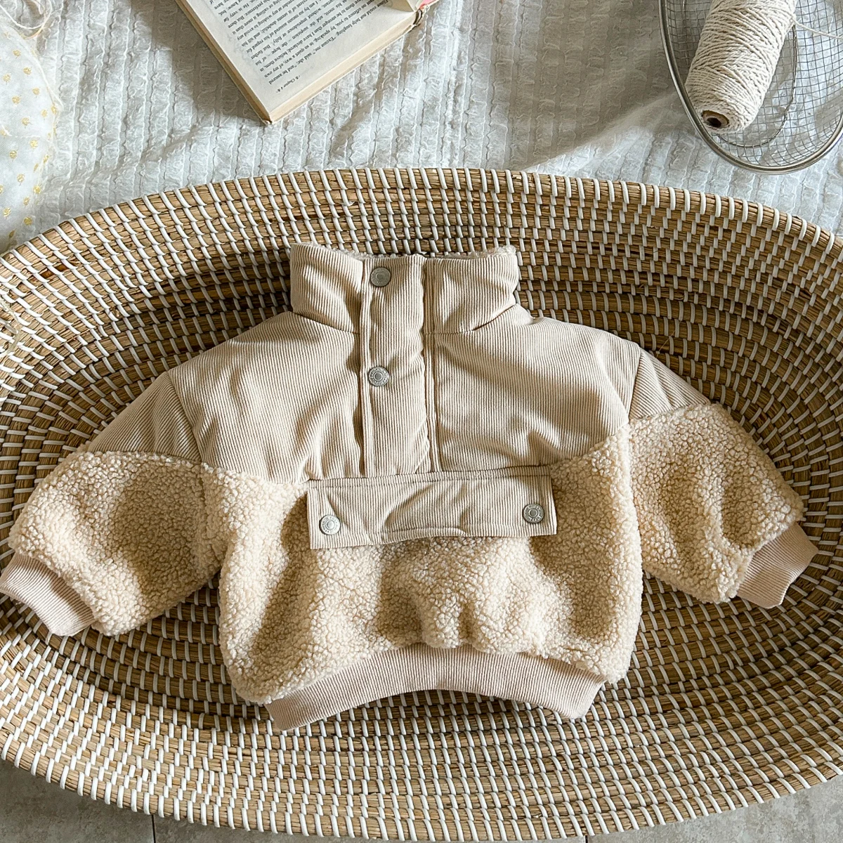 Winter Baby Cotton Coat Solid Warm Infant Boys Girls Baby Clothes Long Sleeve Zip Up Sports Top Baby Padded Clothes 0 1 2 3Y