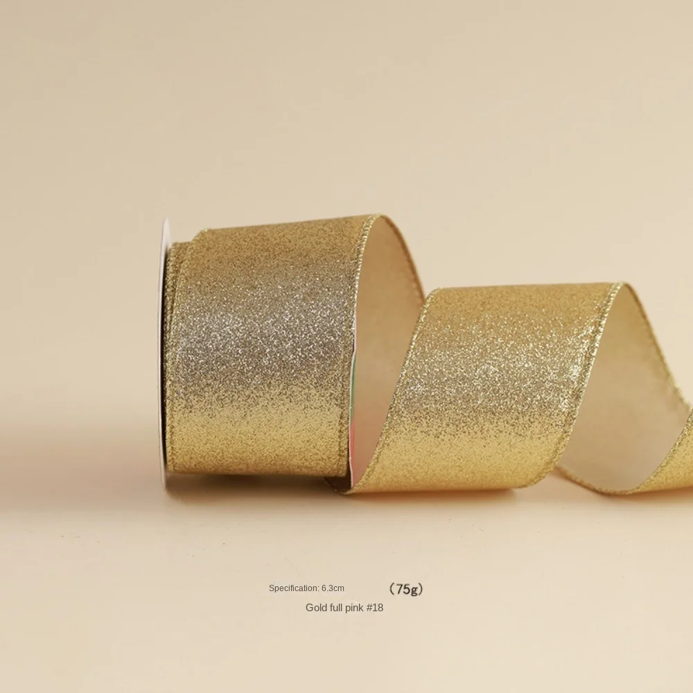 ริบบิ้นสำหรับเทศกาลคริสต์มาสยาว10หลาริบบิ้นสานขอบสีทองแบบสานวัสดุทำจากป่านเทียมวัสดุโบว์เตรียมและผลิตด้วยตนเอง