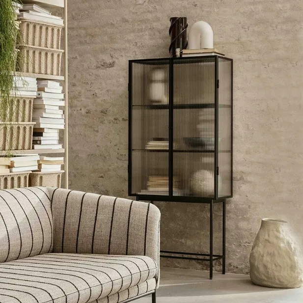 Wrought iron wine cabinet display household glass wine living room wall locker light luxury locker dining side