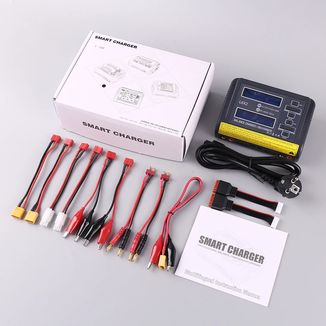 HTRC L6X2 Intelligent Balanced Charger Dual Channel 2-6S Remote Control Model Airplane LiPo Lithium Battery Charger