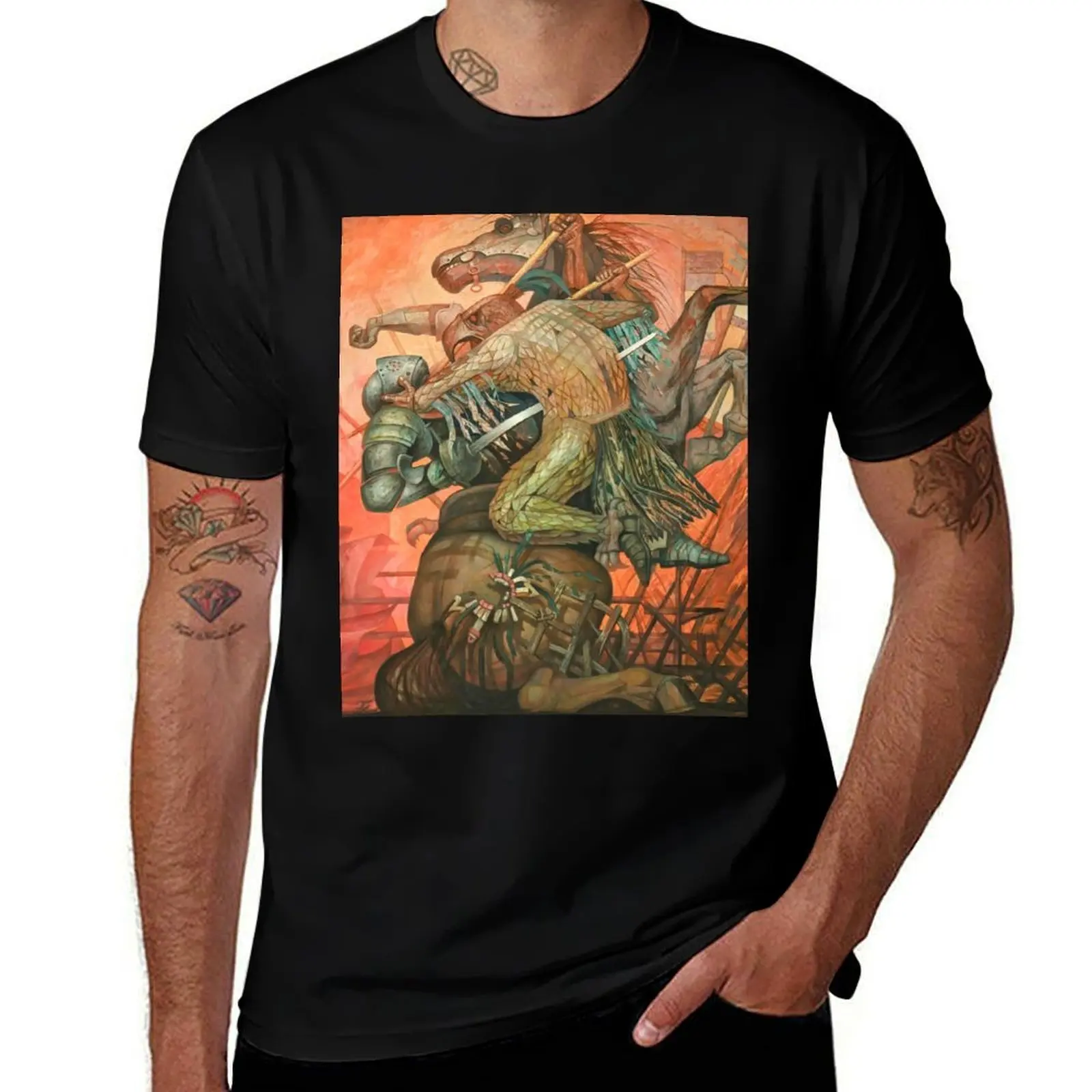 The Fusion of Two Cultures, by Jorge González Camarena T-Shirt mens graphic t shirts T-Shirt