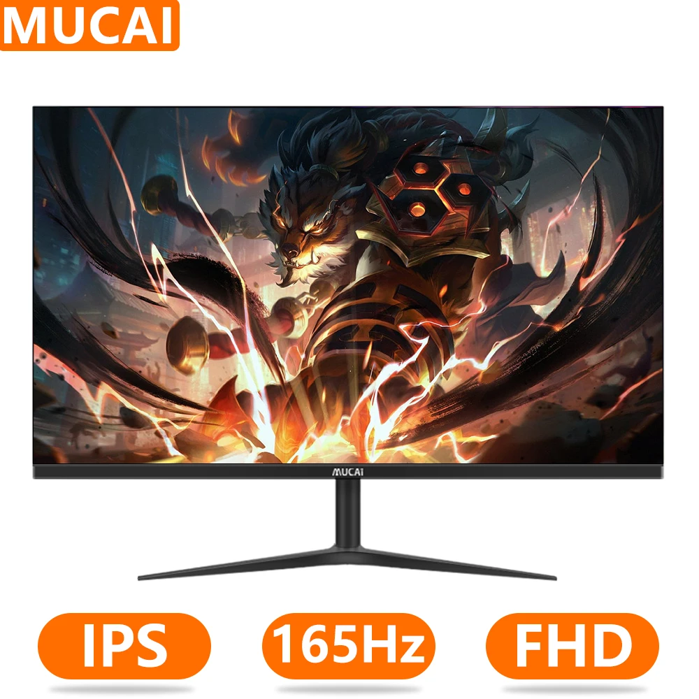 Mucai 24-Zoll-Monitor 165Hz IP-LCD-Display 144Hz Desktop-Gaming-Gamer Computer bildschirm Flach bildschirm nicht gebogen HDMI-kompatibel/DP