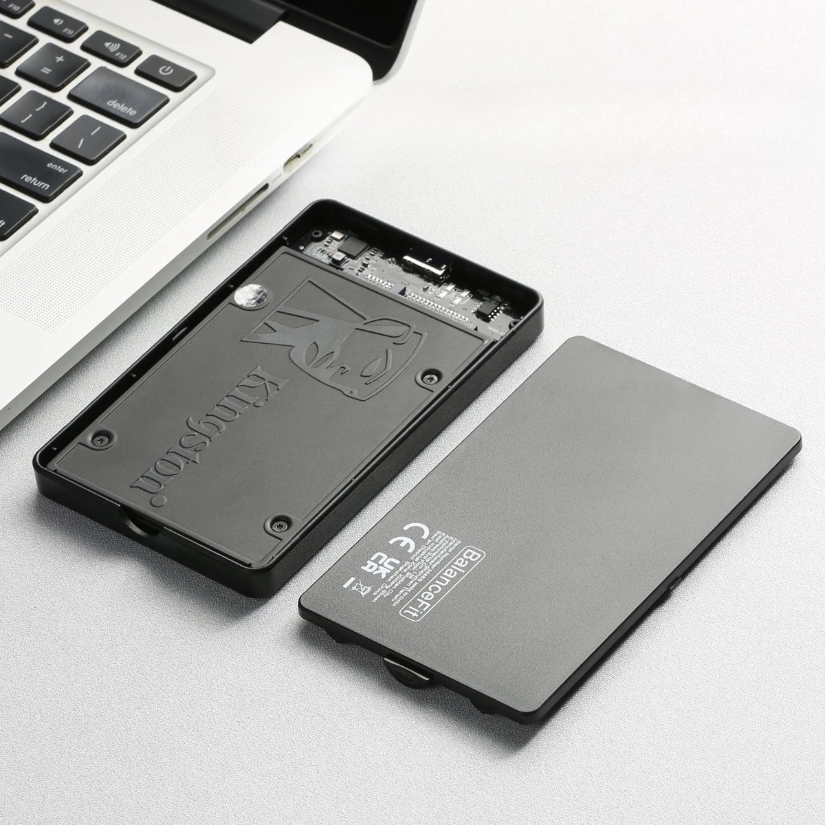 2.5 SSD Enclosure with USB C Adapter, Internal Solid State Drive Case Read SATA to USB3.0 Tool-Free for 2.5 Inch SSD Hard Drive