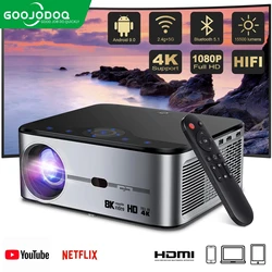 GOOJODOQ Full HD 1080P Projector 4K 8K 700ANSI 15500Lumens Android WiFi LED Video Movie Projector LED Home Theater Cinema Beamer