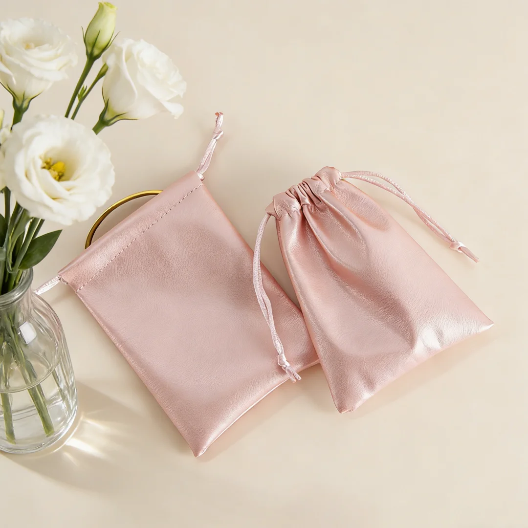 

5pcs Durable PU Leather Drawstring Jewelry Bag Versatile Storage Ornaments Earphones Daily Carrying Small Personal Accessories