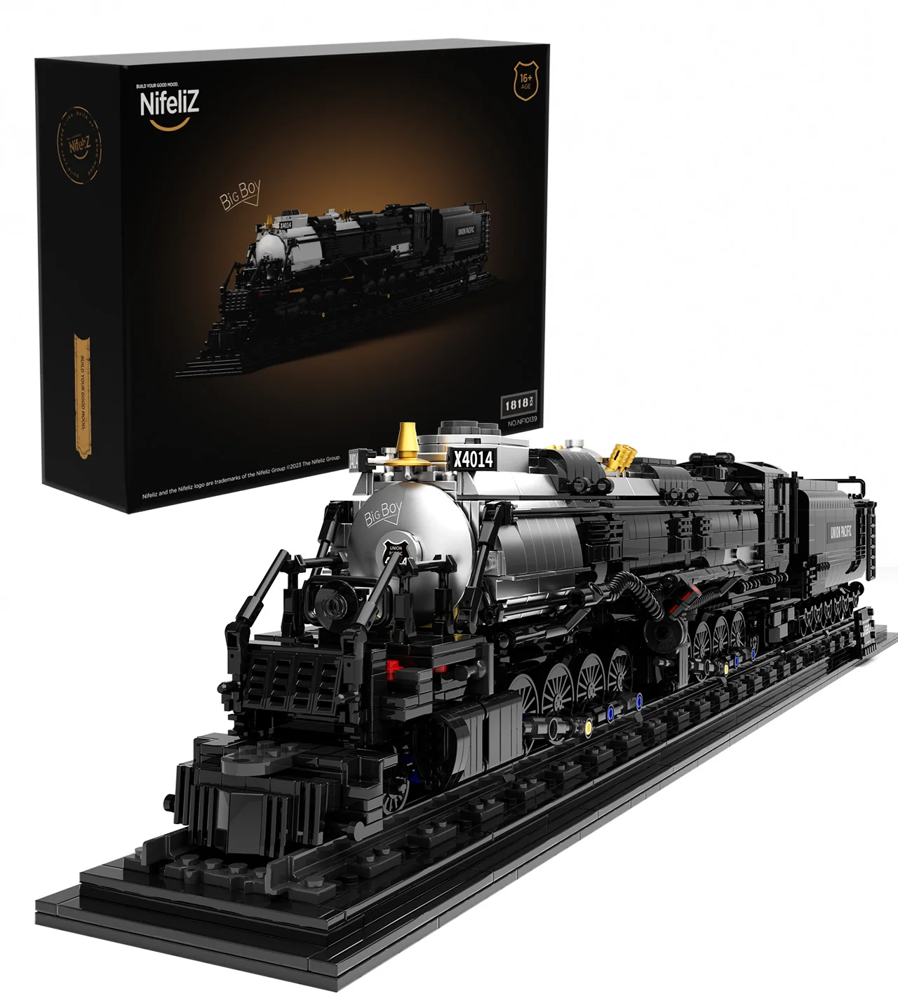 Locomotora Nifeliz Big Boy, locomotora de vapor articulada, juego de bloques de construcción, Kit de exhibición de tren de vapor legendario para regalos