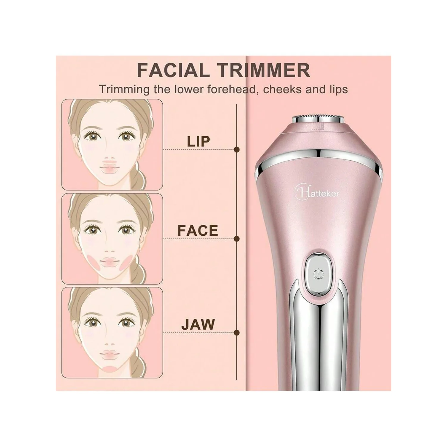 Recortador de pelo 3 en 1 para mujer, afeitadora facial, púbica y corporal para cara, axilas, piernas