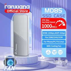 Fanxiang MD85 M.2 SSD Enclosure 10Gbps NVMe/NGFF-SATA Dual Protocol USB 3.2 Gen2 Type C SSD Case With Heat Fan SSD Disk Box
