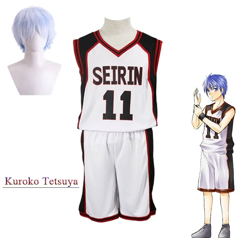 Kuroko Tetsuya Cosplay Costume Anime Kuroko's Basket Ball Cosplay Costume Wig High School No.11 Vest Basketball Jersey