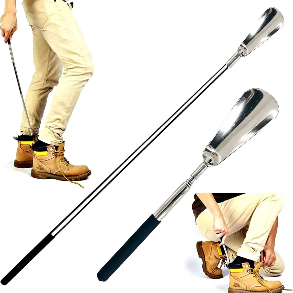 Upgraded 5-Section Shoe Horn – Reinforced Joint, Stainless Steel, Non-Slip Grip, 12.2