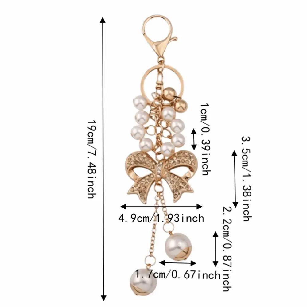 2pcs Zinc Alloy Material Keychain Pendants Bowknot Design Total Length 19 cm Handbag Decoration Keychain Decorative Hanging