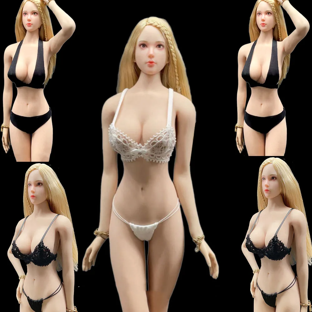 1/6 Female Soldier Lingerie Sexy Bra Lace Low-Rise Thongs Classic Black White Sets Bikini Fit 12Inch Action Figure Doll